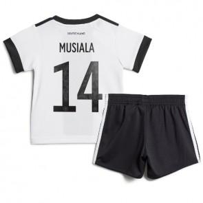 Niemcy Jamal Musiala #14 Koszulka Podstawowych Dziecięca MŚ 2022 Krótki Rękaw (+ Krótkie spodenki)
